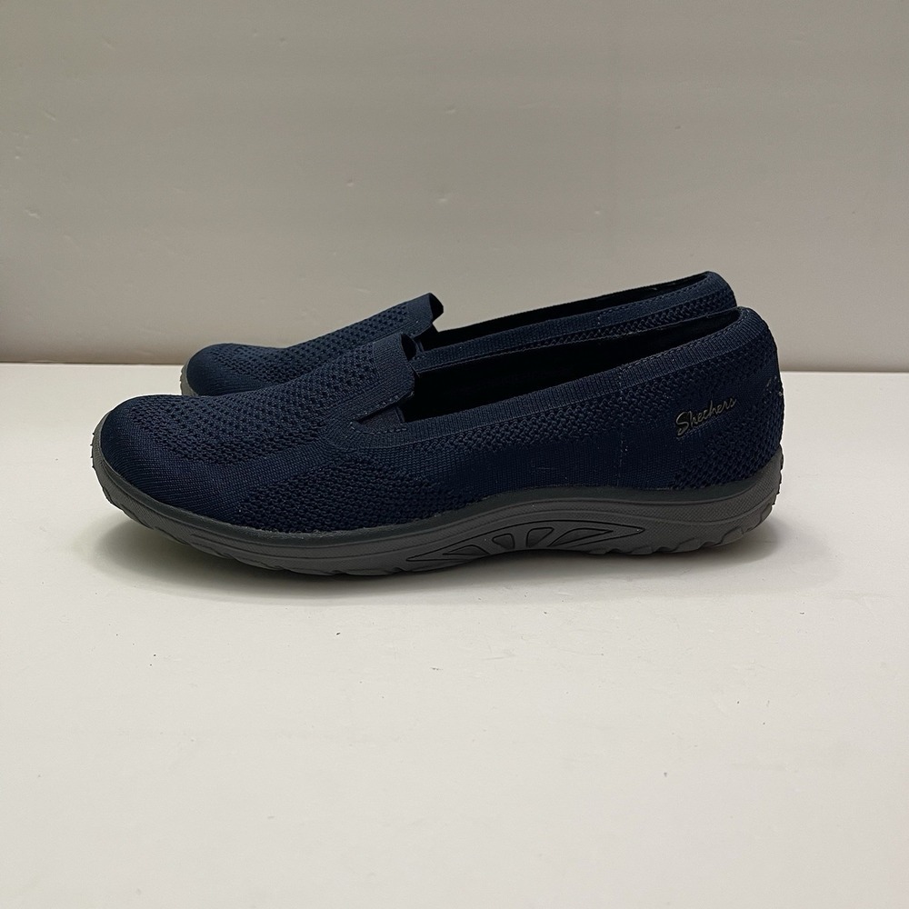 Skechers Reggae Fest Slip-In Navy Blue Shoes Women's Size 8 Stretch Memory Foam - Picture 4 of 11